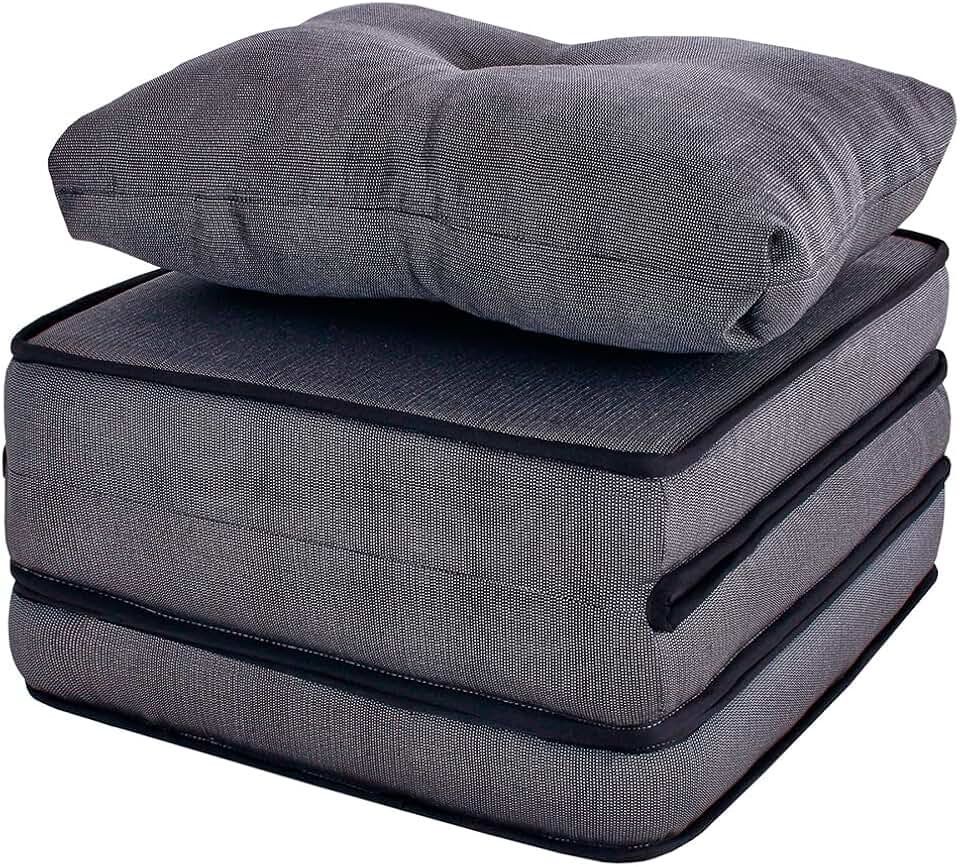 Puff Multiuso 3 Em 1 Solteiro Chumbo com Travesseiro