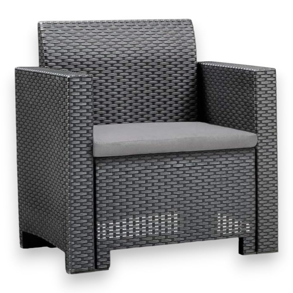 Salotto da Giardino in Resina Effetto Rattan Divano da Due posti con Due poltrone e Un tavolino - Bianco