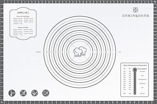 Tapete de silicona, 24 x 36 pulgadas, extra grande, antiadherente, para hornear, con medición, tapete grueso reutilizable para mostrador de hojas de