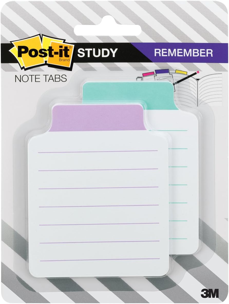 Postit Note Tabs, White Index Stock with Lavender or Aqua