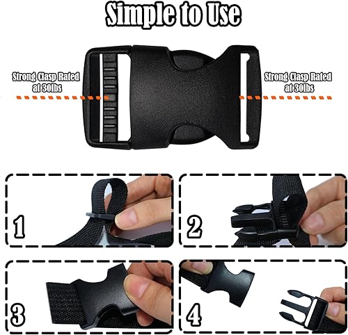 Miniatura 5 de Buckles for Straps 1 Inch, Quick Side Release Plastic Buckle Clip 6 Pack + Tri-Glide Slide Clip 12 PCS, Heavy Duty Dual Adjustable No Sewing,