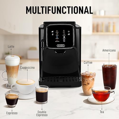 Miniatura 7 de Zulay Kitchen Magia Clasica - Máquina automática de café expreso con molinillo integrado, cafetera de panel táctil, espumador de leche con varita de