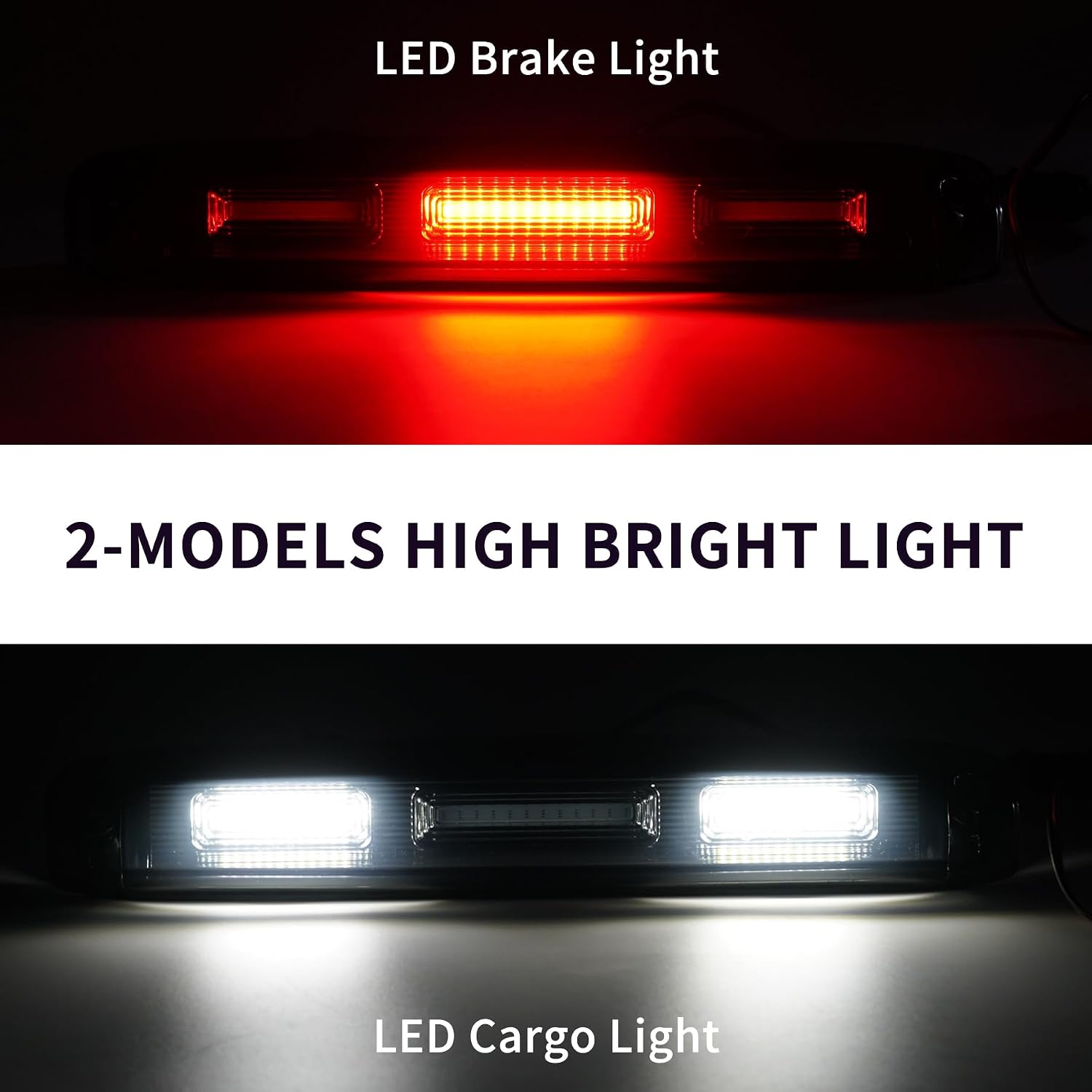 LED 3rd Brake Light Assembly Smoke Lens for 1999-2006 Chevy Silverado & GMC Sierra 1500/2500/3500 HD | High Mount Stop Lamp with Rear Cargo Light