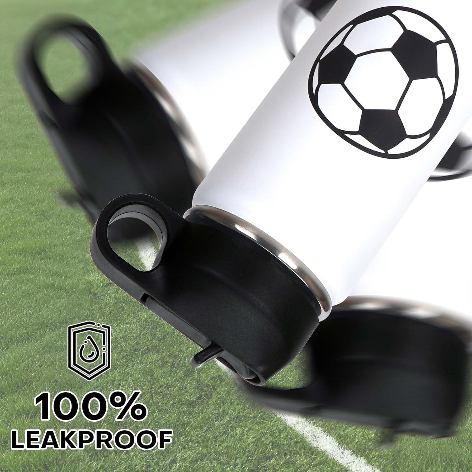 Soccer Water Bottle, 18 oz Insulated Stainless Steel Sports Bottle with 50Pcs Stickers, Soccer Stuff Gifts for Boys & Kids - Image 5