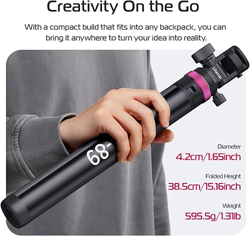 Miniatura 5 de ULANZI MT-89 Trípode extensible de aluminio, soporte de luz ajustable portátil de 82", con tornillo de 1/4" de liberación rápida, trípode