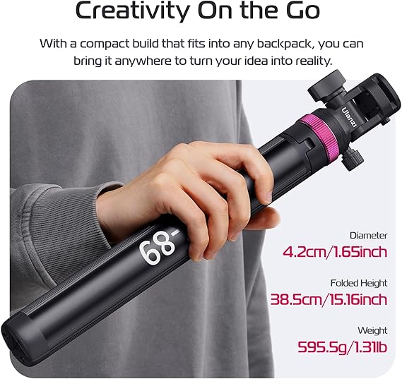 ULANZI MT-89 Extendable Tripod Aluminum, 82 Portable Adjustable Light Stand with 1/4 Screw Quick Release, Camera Phone Tripod for Camera Video Light Smartphone, Lightweight for Travel,Up Load 2.2LBS
