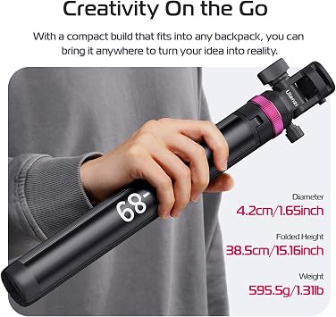 ULANZI MT-89 Extendable Tripod Aluminum, 82 Portable Adjustable Light Stand with 1/4 Screw Quick Release, Camera Phone Tripod for Camera Video Light Smartphone, Lightweight for Travel,Up Load 2.2LBS