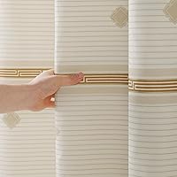 Vista 4 de Seville Farmhouse - Cortina de ducha moderna con estampado de rayas de poliéster, color amarillo, impermeable, cortina de baño, pequeña, 54 pulgadas