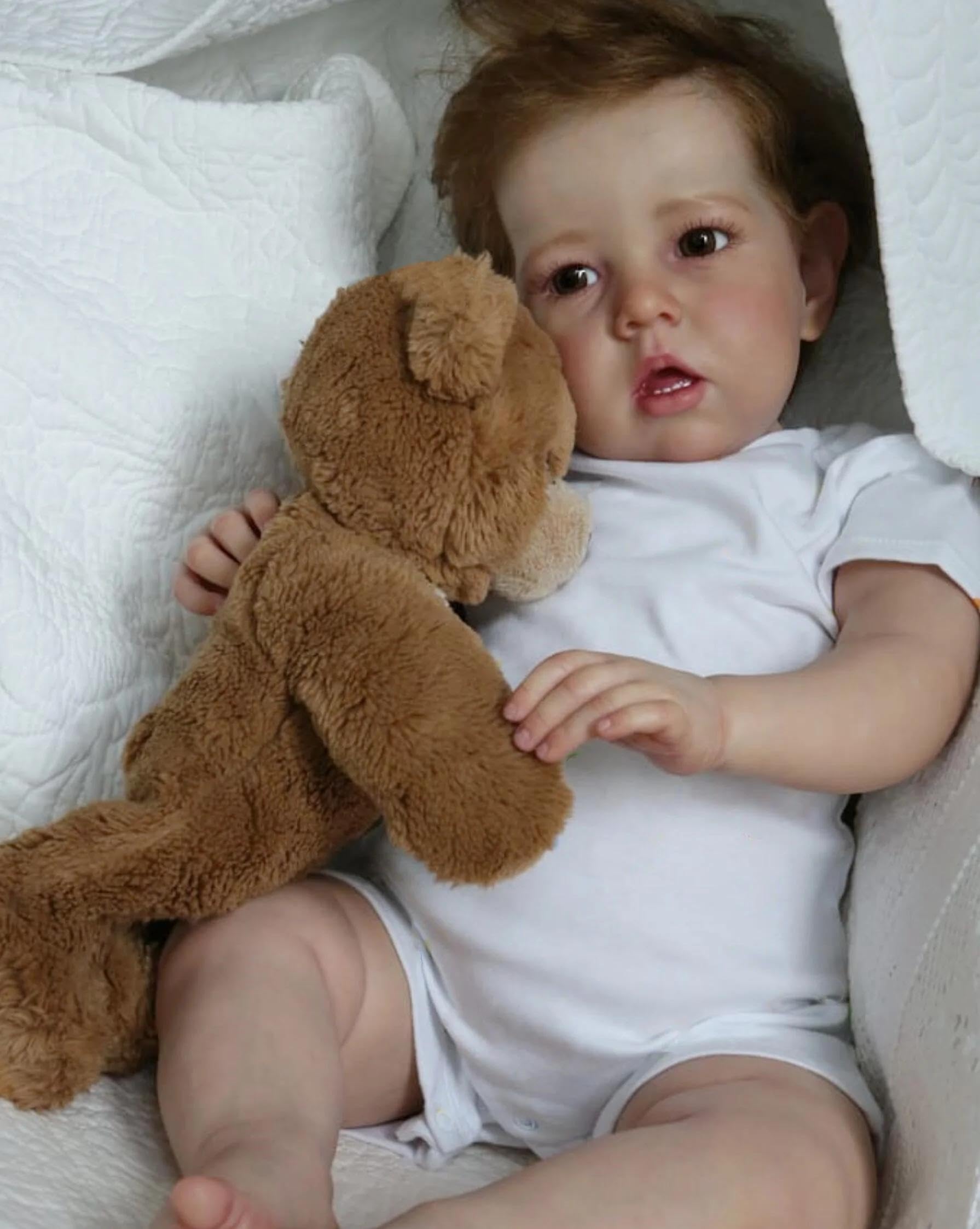 RXDOLL Realistyczne lalki Reborn Baby Dolls silikonowe na całe ciało, winylowe, chłopiec, prawdziwe życie Reborn maluch, realistyczna lalka noworodka, zabawka z zestawami do karmienia dla dzieci, na