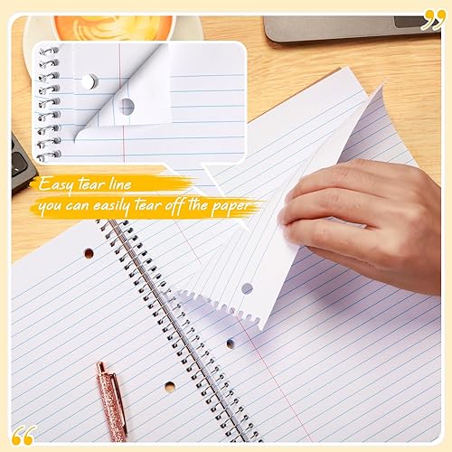 Miniatura 4 de Teling 12 cuadernos en espiral de 1 materia, cuaderno de rayas universitarias de 8 x 10 12 pulgadas, cuaderno de diario en espiral de 3 agujeros,