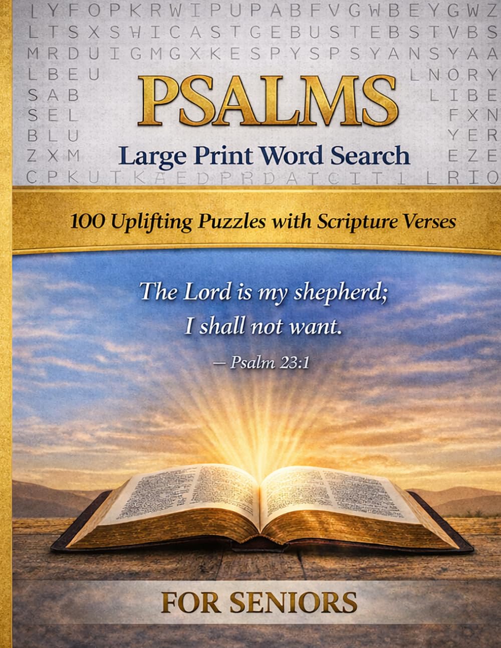 Large Print Psalms Word Search for Seniors: 100 Uplifting Puzzles with Scripture Verses from the Book of Psalms for Relaxation, Peace and Daily Devotion