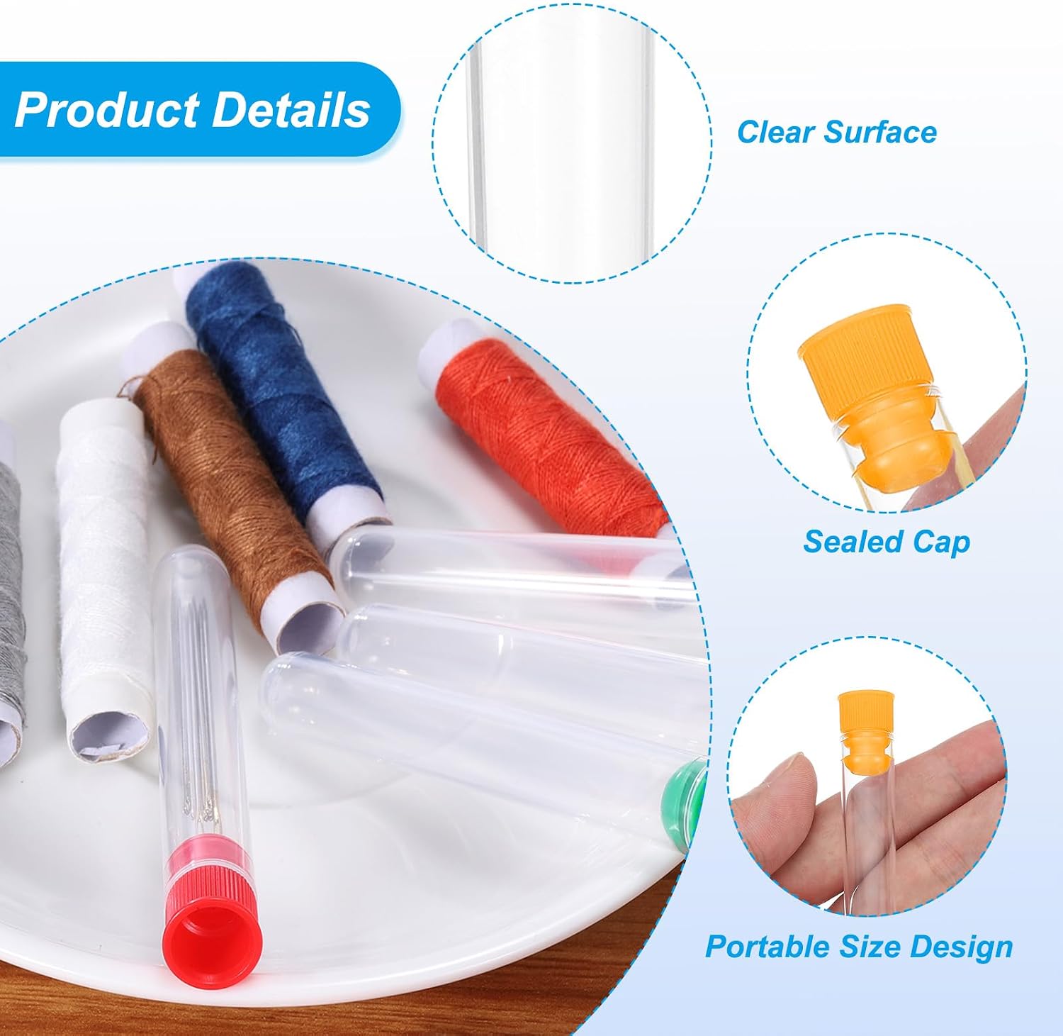 PATIKIL 0.5x3" Plastic Sewing Needle Storage Holder, 15 Pack Portable Embroidery Needle Pin Toothpick Storage Tubes Cases Box for Craft Knitting, Orange