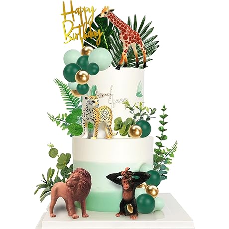 Safari Jungle Cake Toppers with Monkey Decorations