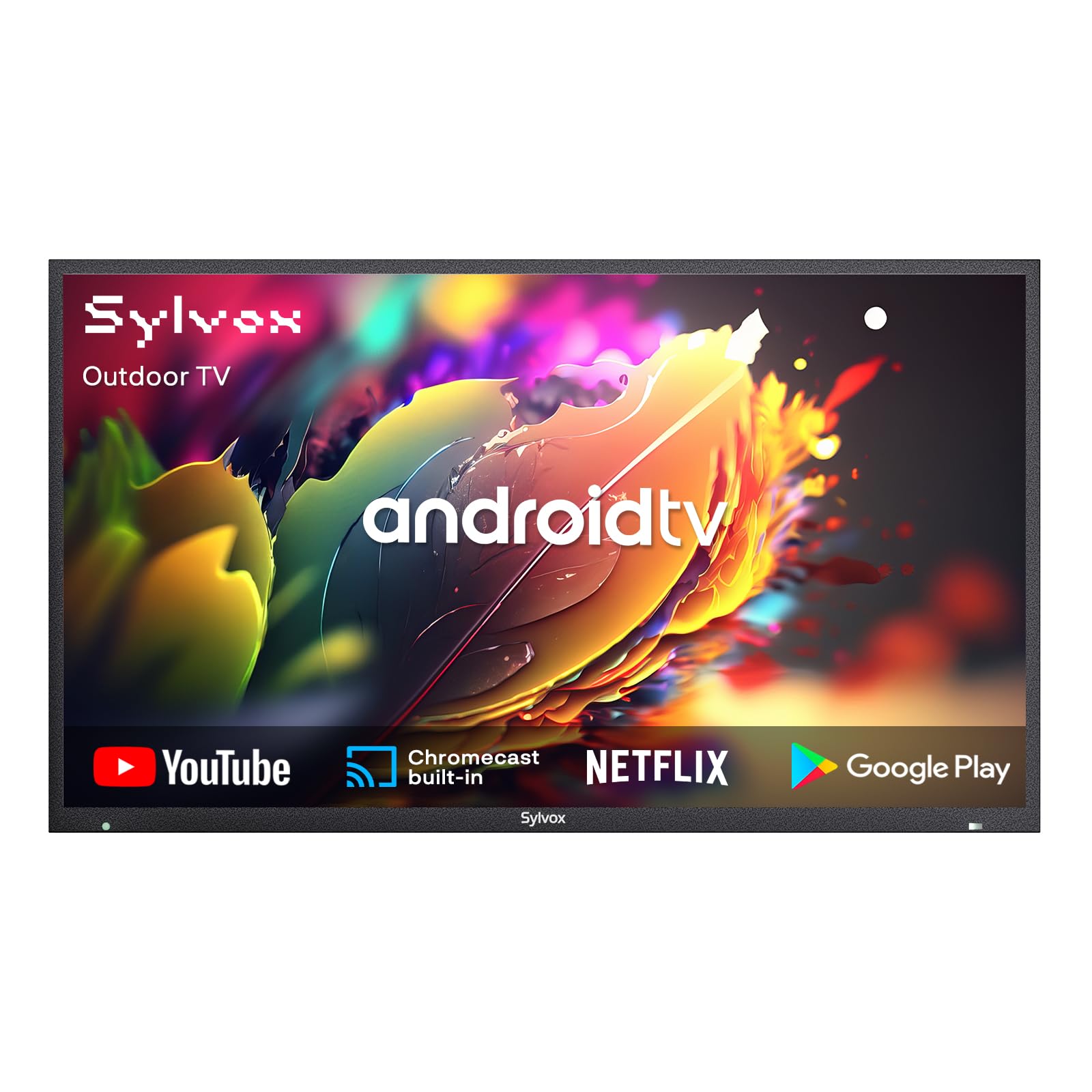 SYLVOX Outdoor TV, 4K UHD 55 Inch Smart TV, IP55 Waterproof 1000 nits Brightness for Partial Sun, Outdoor Television Powered by Android OS, Works with Voice Assistant & Chromecast (Deck Pro)