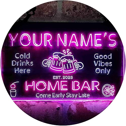 ADVPRO - Letrero de luz LED de neón de doble color para el hogar, personalizado, con texto en inglés con tu nombre y año de fundación, letrero de