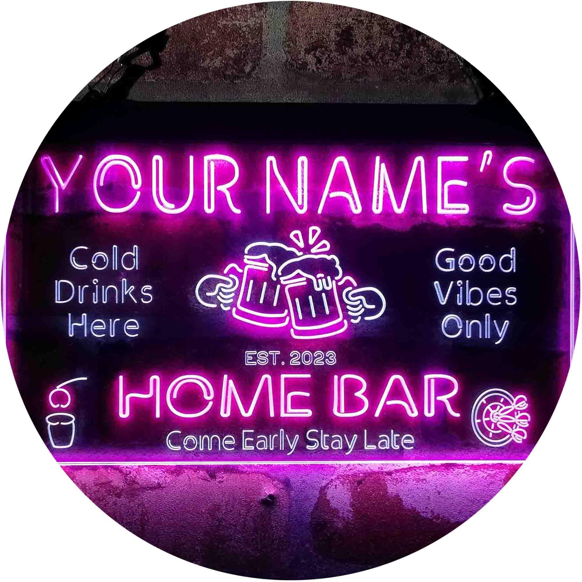 Advpro White & Purple Personalized Your Name Custom Home Bar Beer Established Year Dual Color Led Neon Sign 400Mm X 300Mm St6s43-P1-Tm-Wp