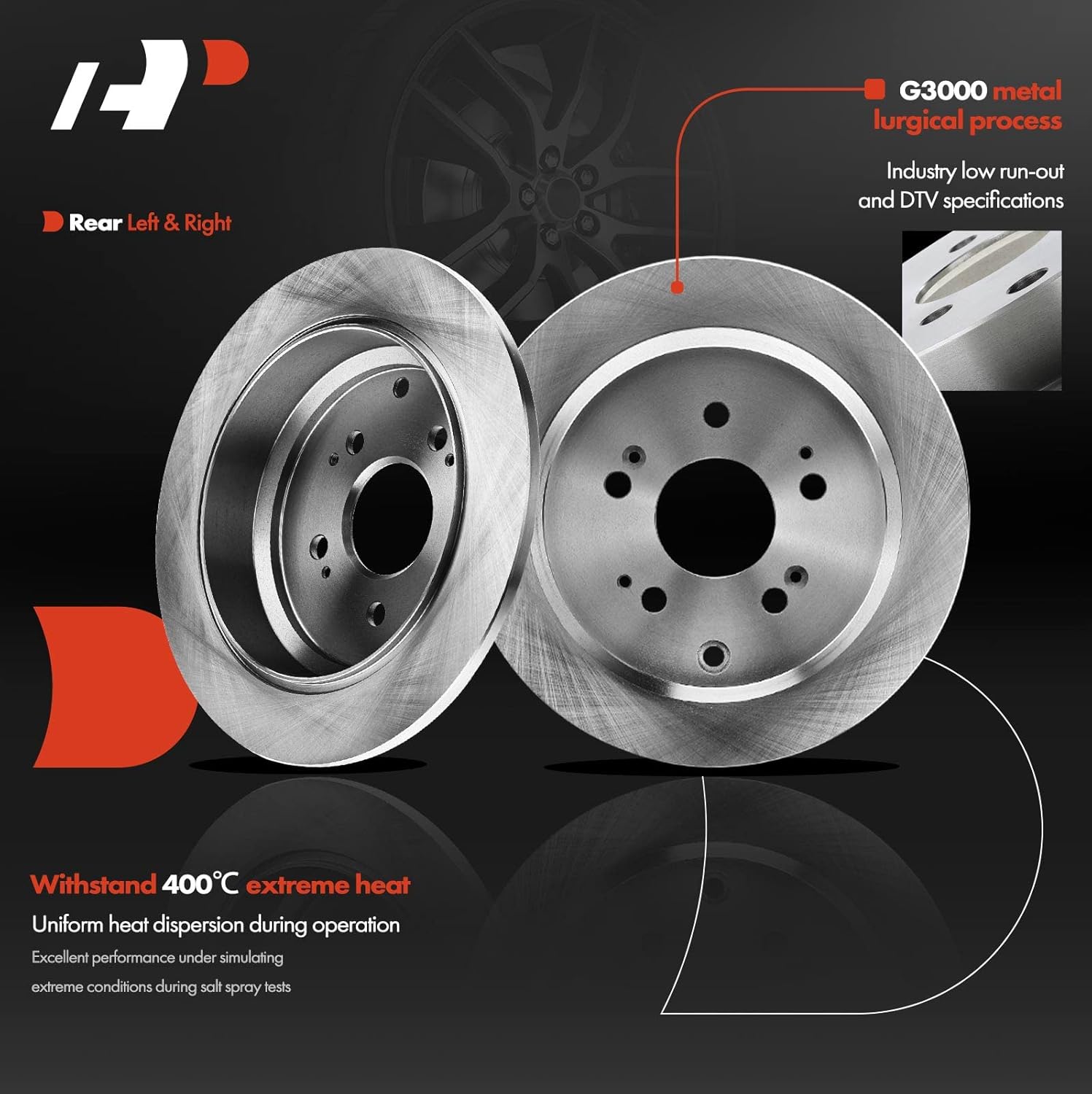 A-Premium Front Vented & Rear Solid Disc Brake Rotors + Ceramic Pads Kit Compatible with Select Honda Models - Odyssey 2005 2006 2007 2008 2009 2010, 12-PC Set
