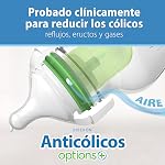 Biberons anti-colique Dr. Brown’s Natural Flow Options+ à large goulot 5 oz/150 mL, avec tétine à débit lent niveau 1, paquet de 4, 0m+
