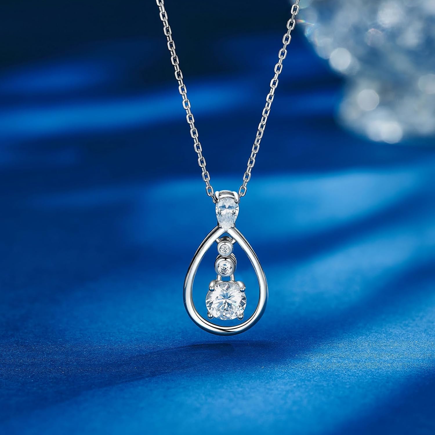 Birthstone Necklace for Women Sterling Silver Teardrop Pendant Necklace Birthday Christmas Fine Jewelry Gifts for Her, 18"+2" Extend - Image 2