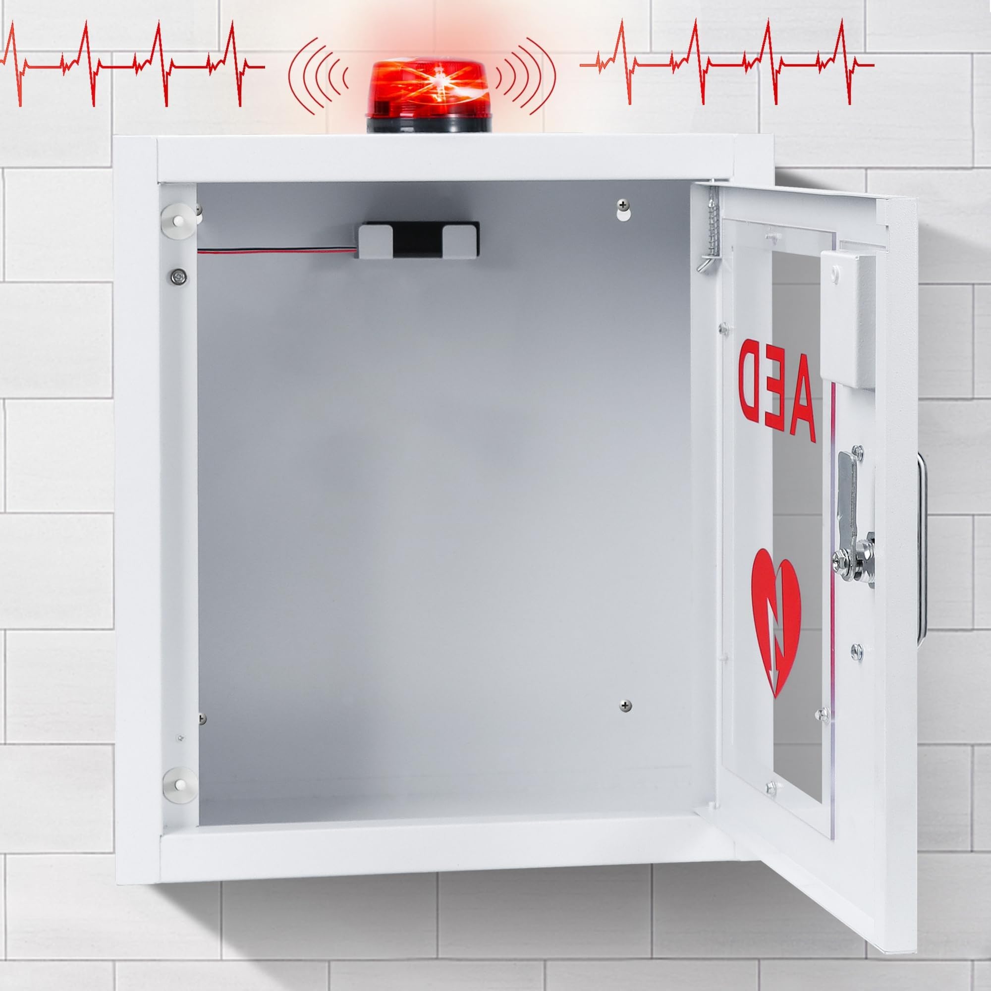 Wandmontierter AED Aufbewahrungsschrank mit Alarm und Schloss für Zuhause und Büro Defibrillator Sicherheit