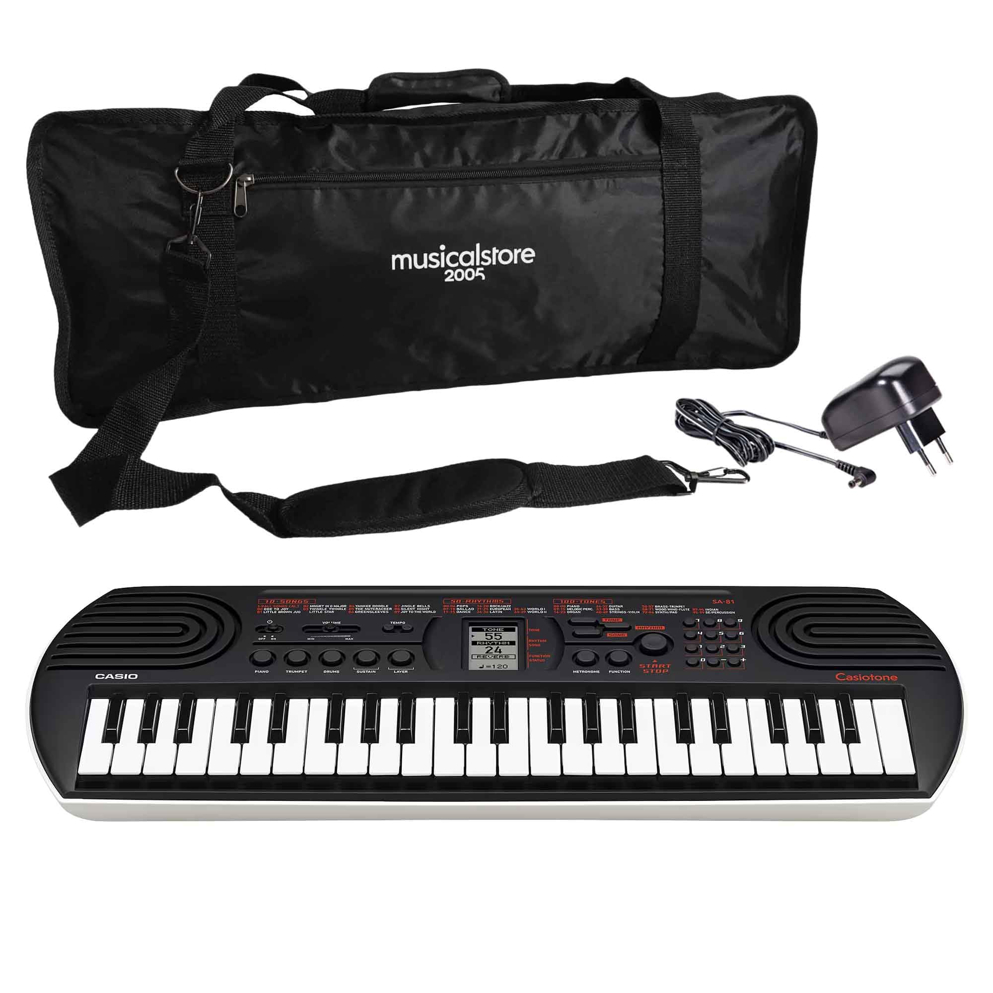 Tastiera scolastica SA-81 Nera per Scuola con Custodia Protettiva Versatile e Alimentatore Compatibile by MusicalStore2005