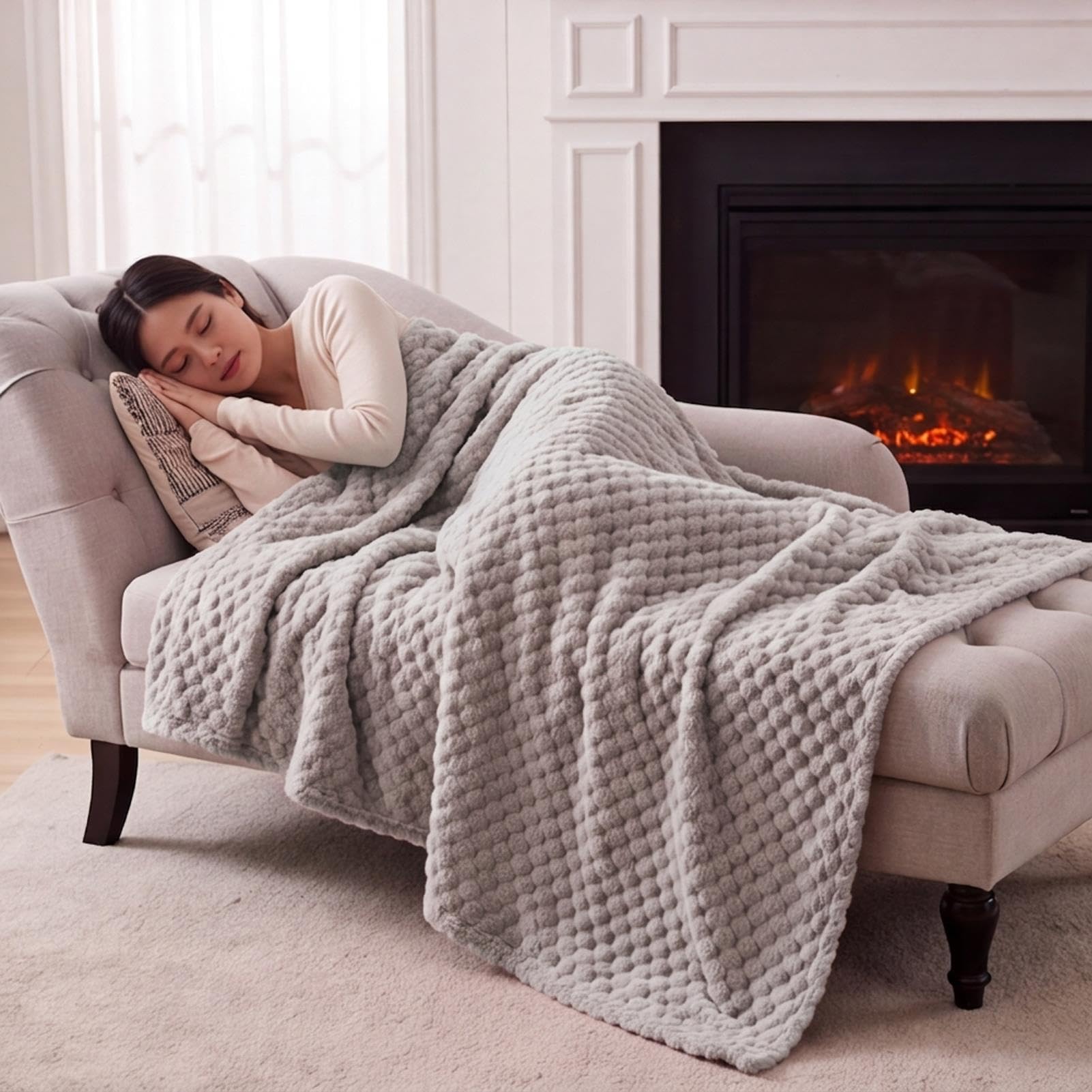 STGAO Manta Polar Franela Esponjosa Microfibra 120x265cm Gris Claro