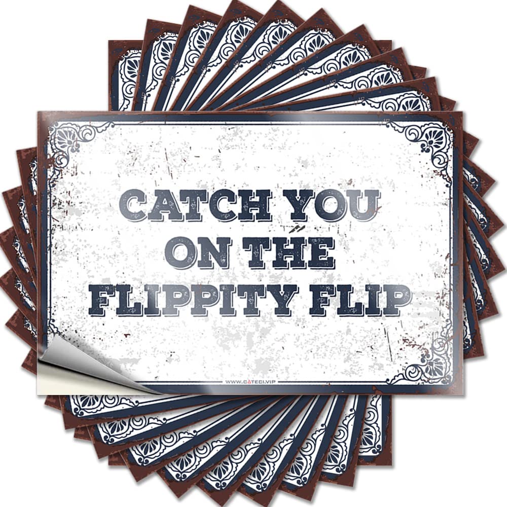 JNBT Sticker Vintage Decor Car Pillar Funny Vinyl Sticky Back - Catch You On The Flippity Flip Stickers For Water Bottles(12X18CM-6Pcs)