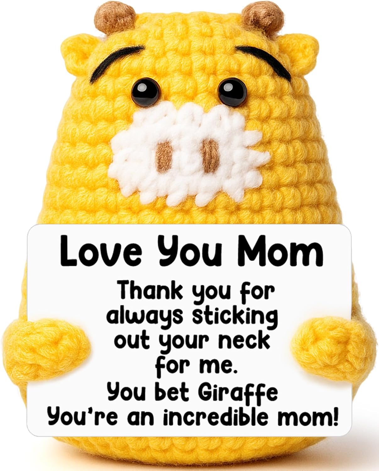 Mom Birthday Gifts from Daughter Son - Love You Mum, Handmade Crochet Giraffe Valentines Gift for Moms Mama Mommy Bonus Stepmom, Best Mom Ever Gifts for Birthday Emotional Giraffe Support Cute Decor