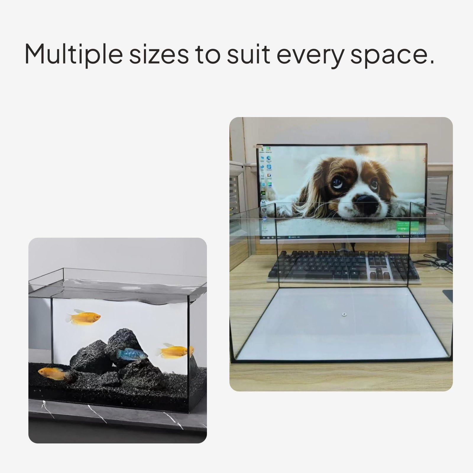 LOVIVER Aquarium Fischbecken Glas-aquariumbehälter mit Schwarzer Silikonversiegelung Modernes Design Transparent Dickwandig für Wohnzimmer Büro Schlafzimmer Einsatz, 35 * 21 * 23cm