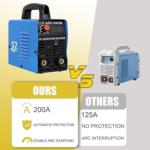 Miniatura 5 de Soldador ARC, 200Amp 110V Soldador inversor IGBT con pantalla LCD, se adapta a equipo de varilla de soldadura de 0.165 in con accesorios herramientas