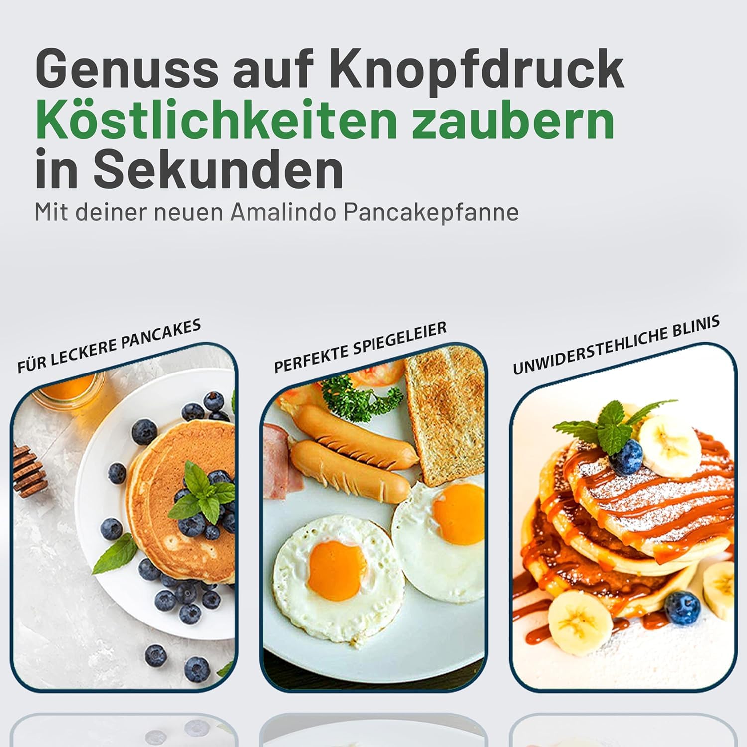 Amalindo Pancake Pfanne Ø 26 cm mit 4 Mulden – Spiegeleipfanne aus Aluguss mit Marmor-Antihaftbeschichtung, PFOA-frei, für Induktion, Ceran, Gas & Elektro – für Pfannkuchen, Eier, Poffertjes