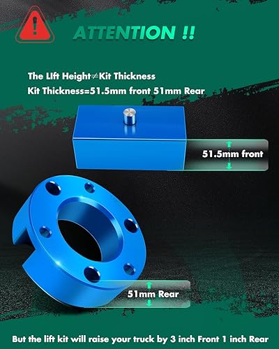 Miniatura 2 de SCITOO Kit de elevación de nivelación trasera delantera de 3 pulgadas de 2 pulgadas para Chevy 2007-2020 Espaciador de puntal de elevación