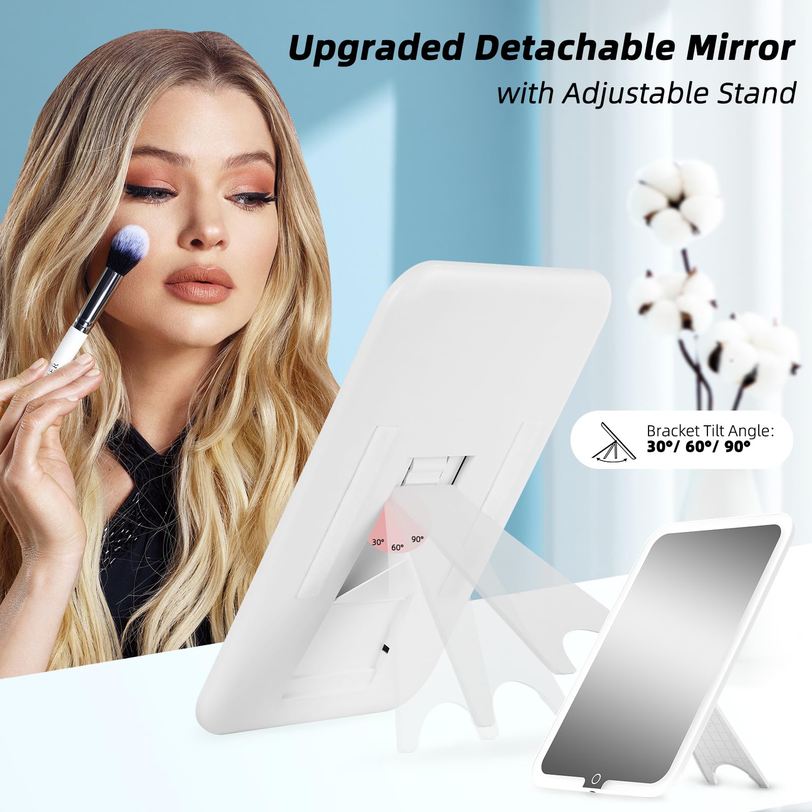 Trousse de Maquillage avec Miroir LED Amovible, Grand 38X28cm Professionnel Sac de cosmétiques de Voyagea de Lumineux, boîtier de Maquillage avec Miroir éclairé, 3 Modes d'éclairage,Cuir PU
