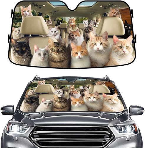 Miniatura 1 de Cute Cat Group - Parasol divertido para parabrisas de automóvil, SUV, camión (55 x 30 pulgadas), parasol para automóvil, parasol para ventanas