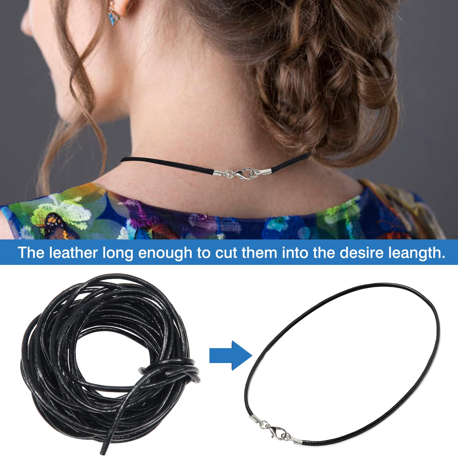 TOAOB 10m Black Necklace Cord with Clasp and Jump Rings 2mm Leather Waxed Cotton Cords for Necklace Bracelet Jewelry Making DIY Crafts - Image 4