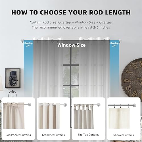 Miniatura 5 de TEAKMAMA Barras de cortina industriales de 1 pulgada para ventanas, barra de cortina opaca resistente con diseño envolvente, para uso en interiores
