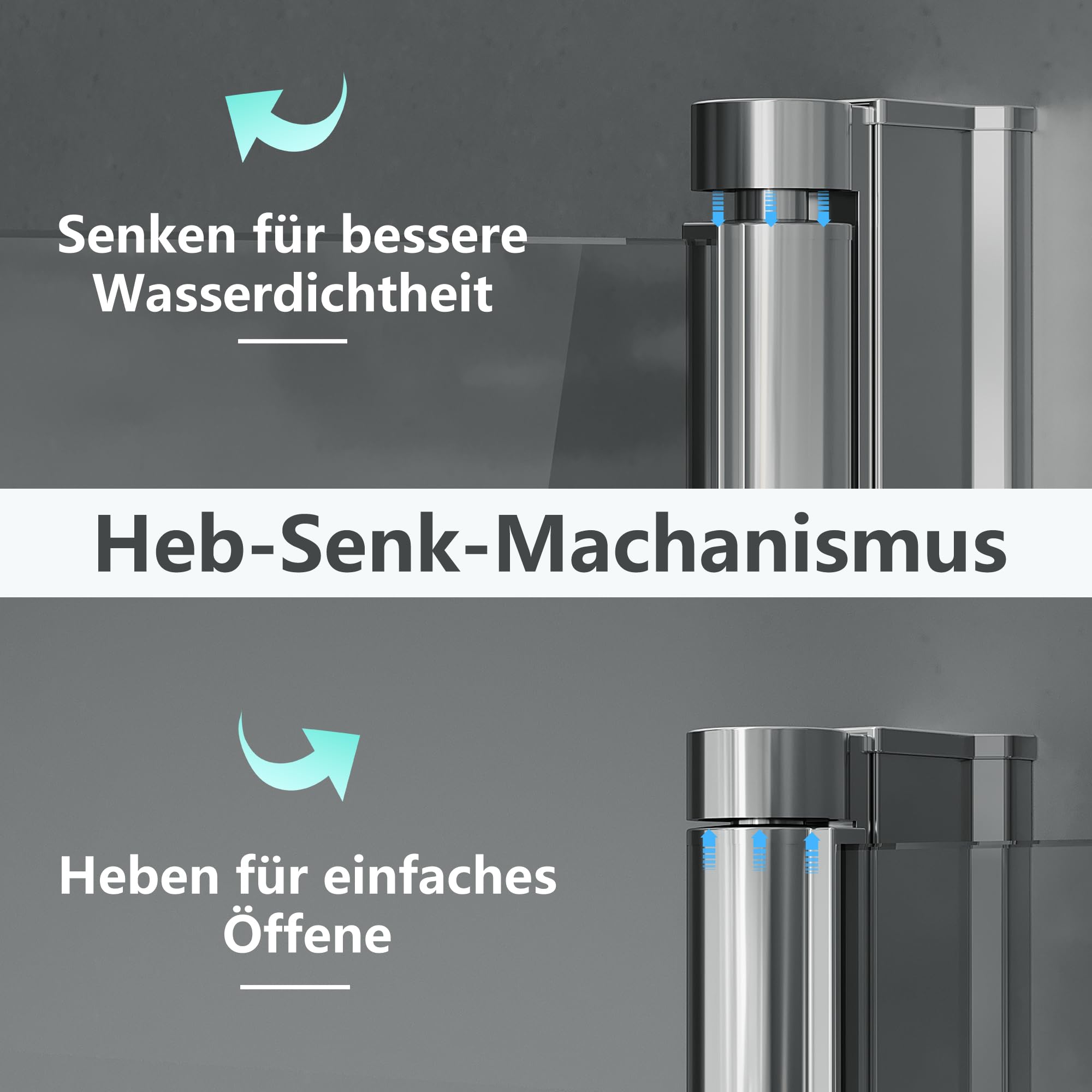IMPTS Duschkabine 90x90 cm Eckeinstieg Duschabtrennung Duschtür mit Seitenwand, Pendeltür aus 6mm ESG Sicherheitsglas mit Nano-Beschichtung, Höhe 195 cm,OHNE Duschwand und Ablaufgarnitur