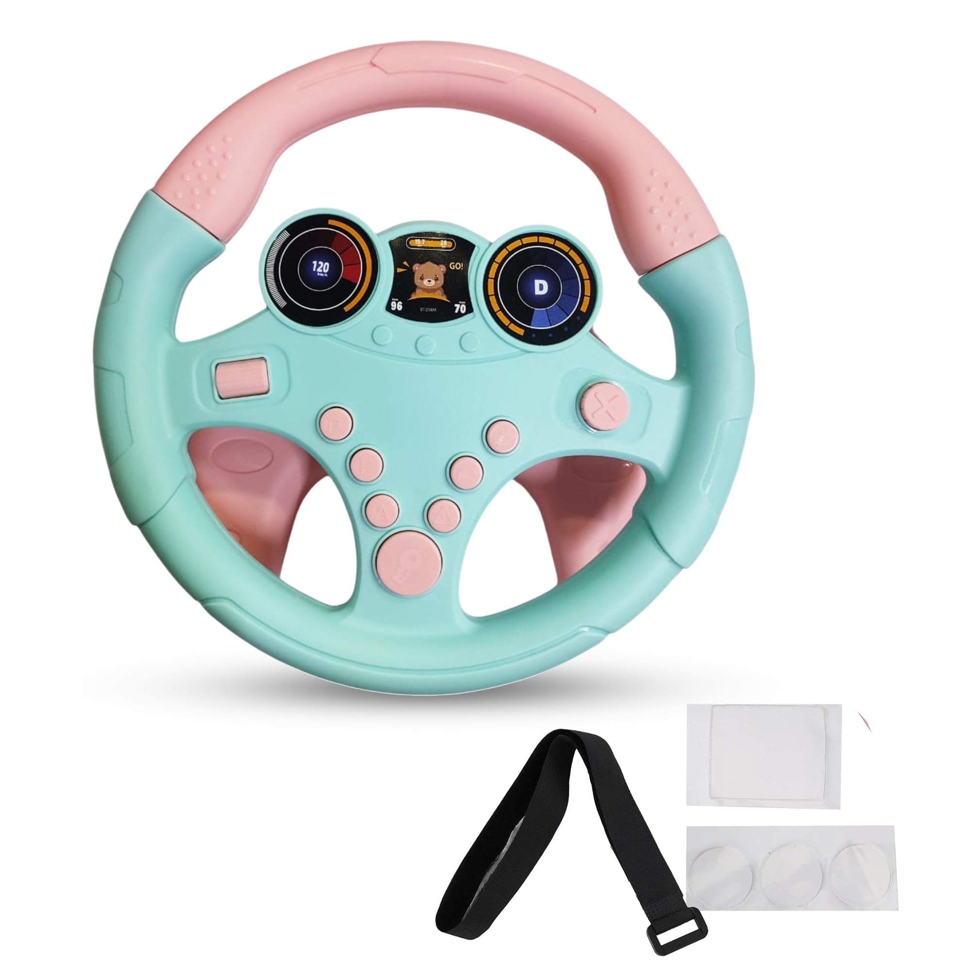 Kidology Steering Wheel Toy, Musical Toys, Toy for Backseat with Car Key, Simulate Driving Car Copilot Steering Wheel Electric Baby Toys with Sound | Interactive Driving Wheel with Music