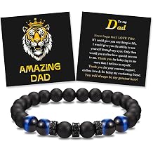 To My Son Grandson Nephew Brother Friend Dad Husband Uncle Stepdad Brother-in-Law Son-in-Law Father-in-Law Bracelet Gifts, Elastic Rope Beads Bracelet for Boys Men on Birthday Christmas Valentines Graduation Fathers Easter Basket Stuffers