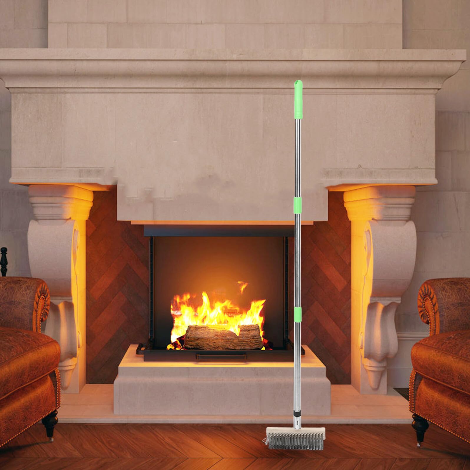 TOYANDONA Spazzola per Stufa con Manico lungo 125 Cm in Acciaio Inossidabile per Pulizia Efficiente della Cenere Compatibile con Stufe a Legna e Caminetti per Case e Ambienti Commerciali