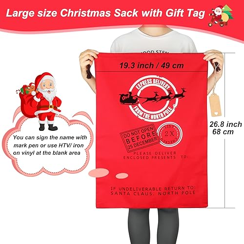 Miniatura 2 de HRX Package Bolsas grandes de tela para regalo de Navidad, 4 bolsas de tela reutilizables con cordón para envolver regalos de Navidad