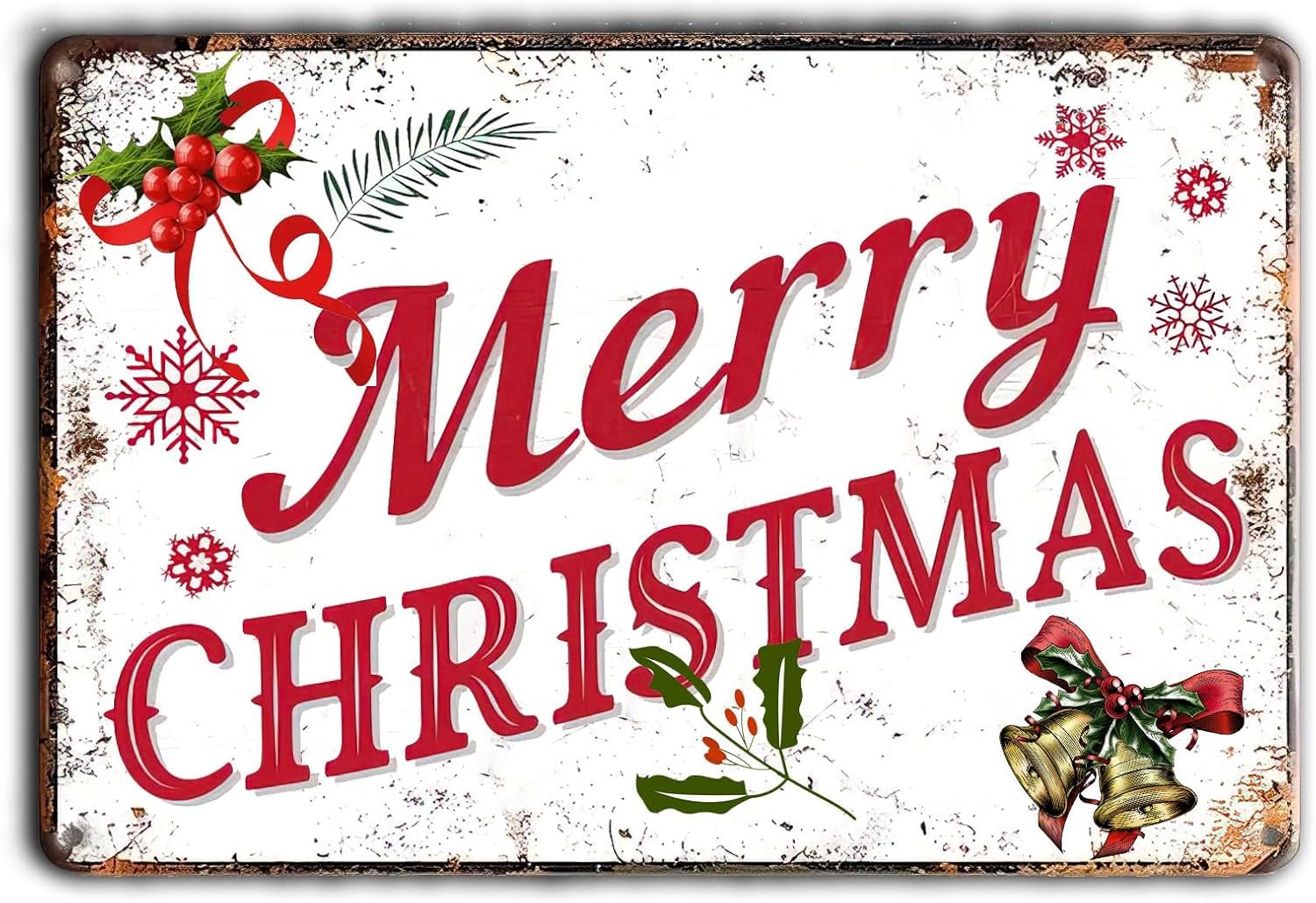 SMAZDFXX Merry Christmas Metal Tin Sign,Vintage Christmas Decor Retro Iron Painting Metal Plaque for Home Kitchen Cafe Coffee Store Room Decor Poster 8"x12"