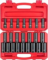 Vista 1 de TEKTON Juego de llaves de impacto de 6 puntos de profundidad de 1/2 pulgada con funda, 23 piezas (0.394-1.260 in) SID92330