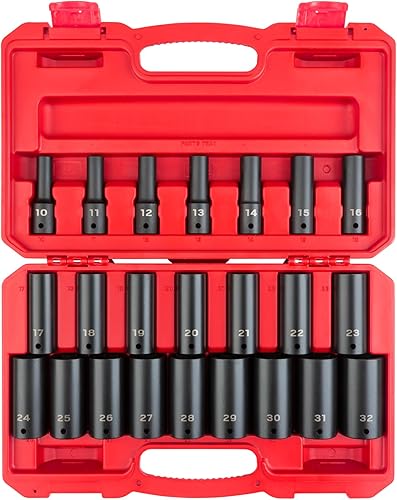 TEKTON Juego de dados de impacto de 6 puntos profundos de 12 pulgada, 23 piezas (0.394-1.260 in)  SID92330