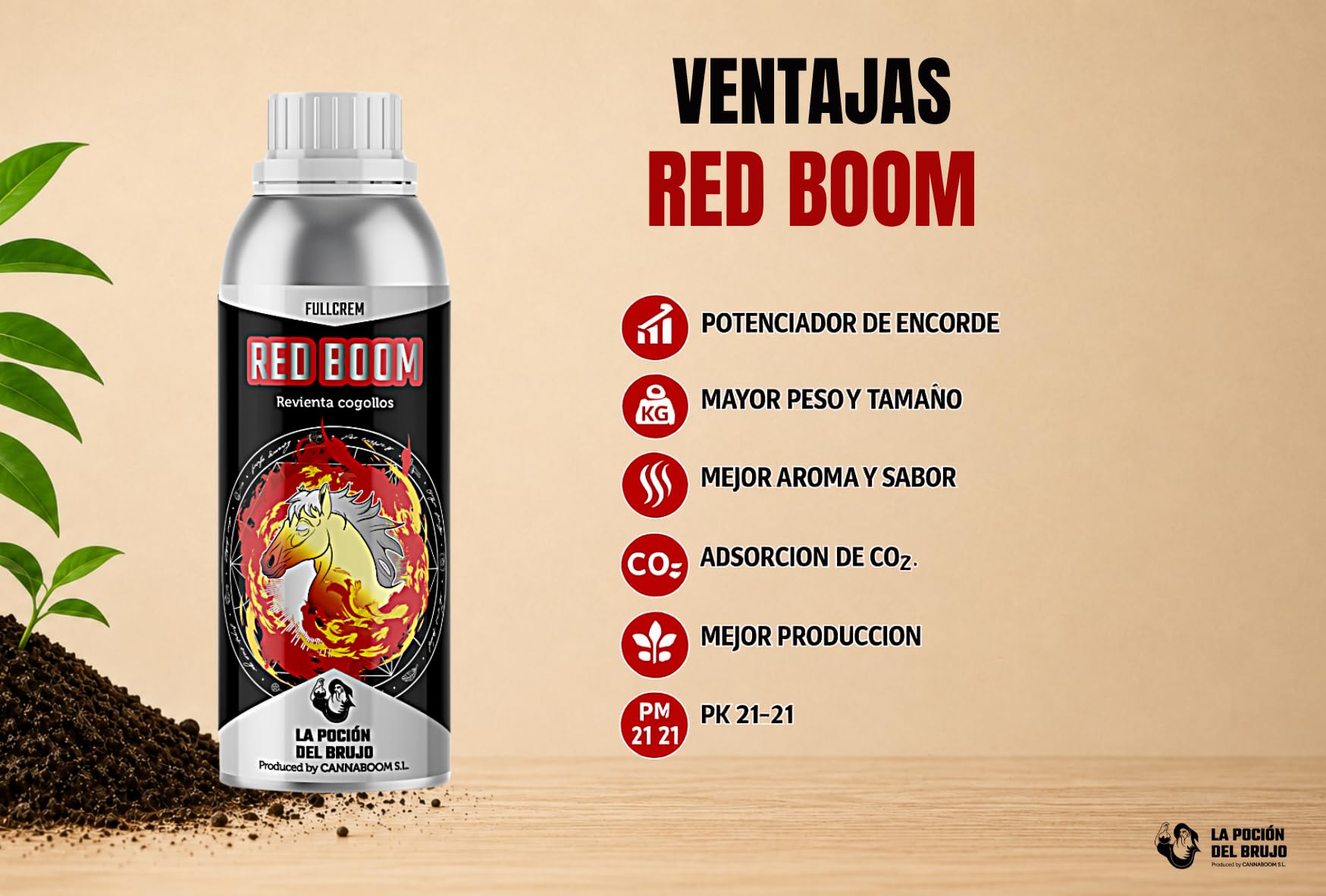 Red Booom FULLCREM – "Cannaboom" (320 ml), PK 21 % – 21 % hohe Ergiebigkeit, maximale Knospenfüllung, größere und aromatische Blumen
