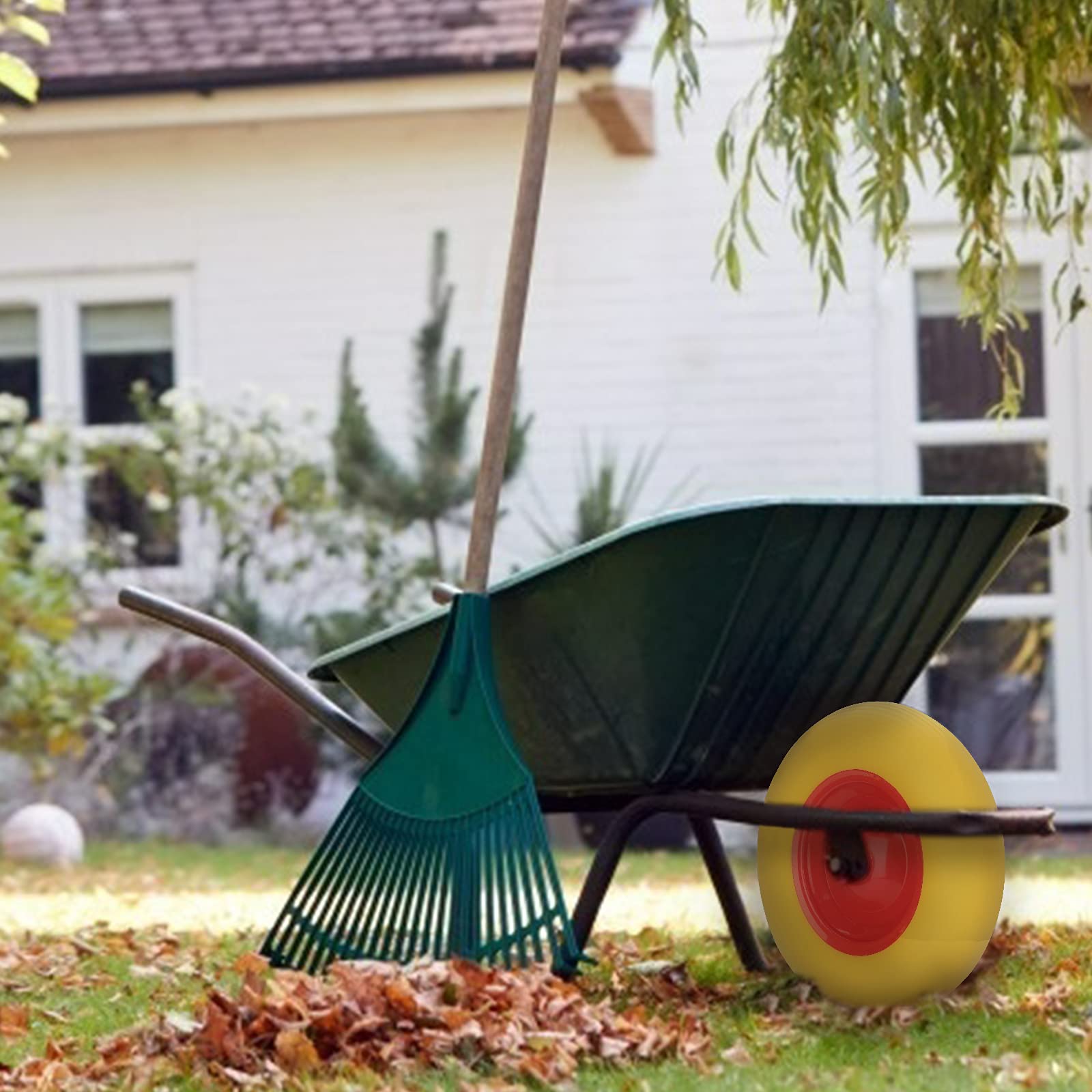 Lospitch Roue de brouette 4.80/4.00-8, 200 kg Anti-crevaison Axe Roue de Rechange pour brouette, PU Ø390mm avec axe, polyuréthane increvable,Chariots de Jardin