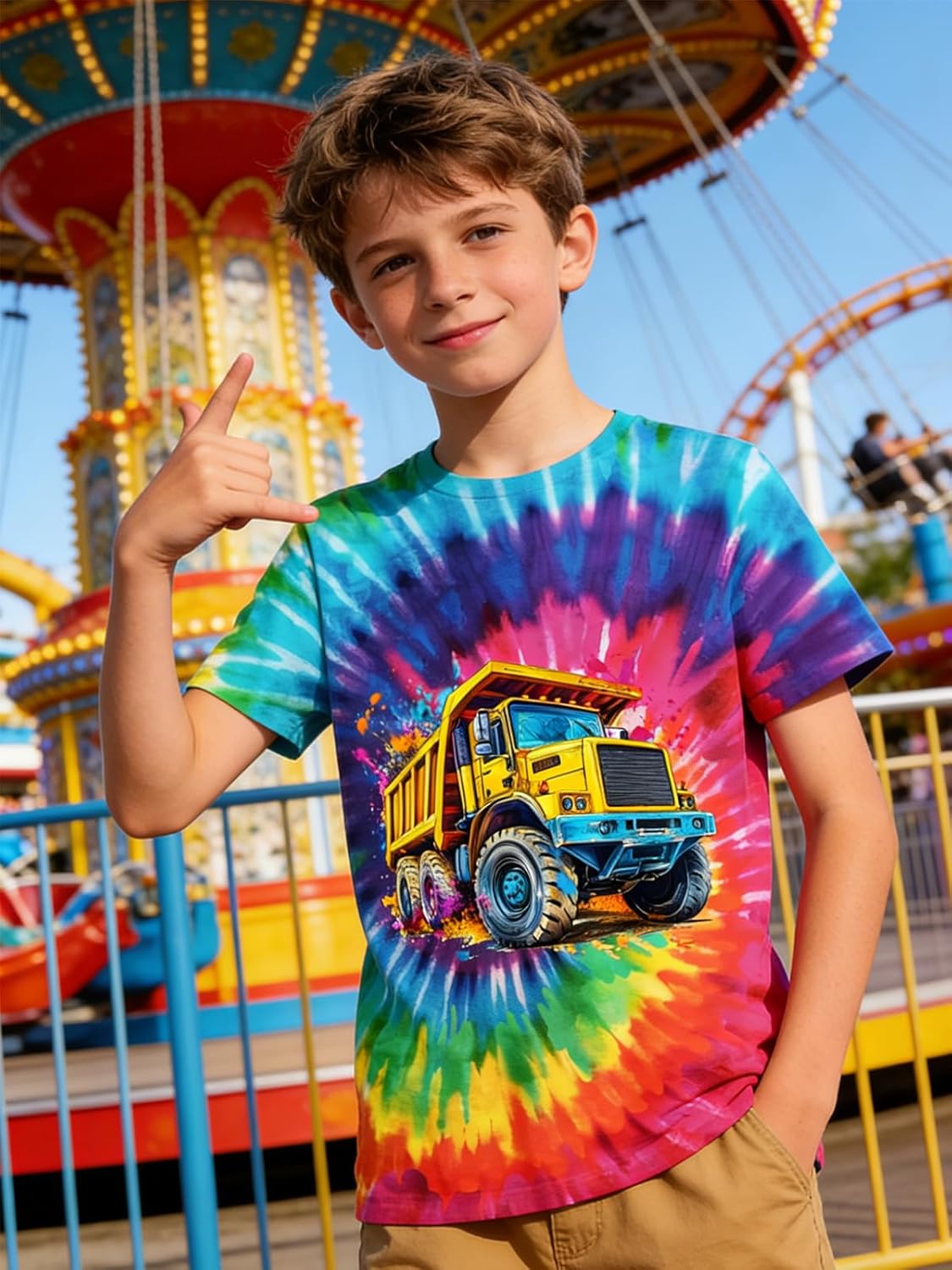 Kids Tie Dye Shirt Size 4-14 T-Shirt for Boys Girls Short Sleeve Tees - Image 3