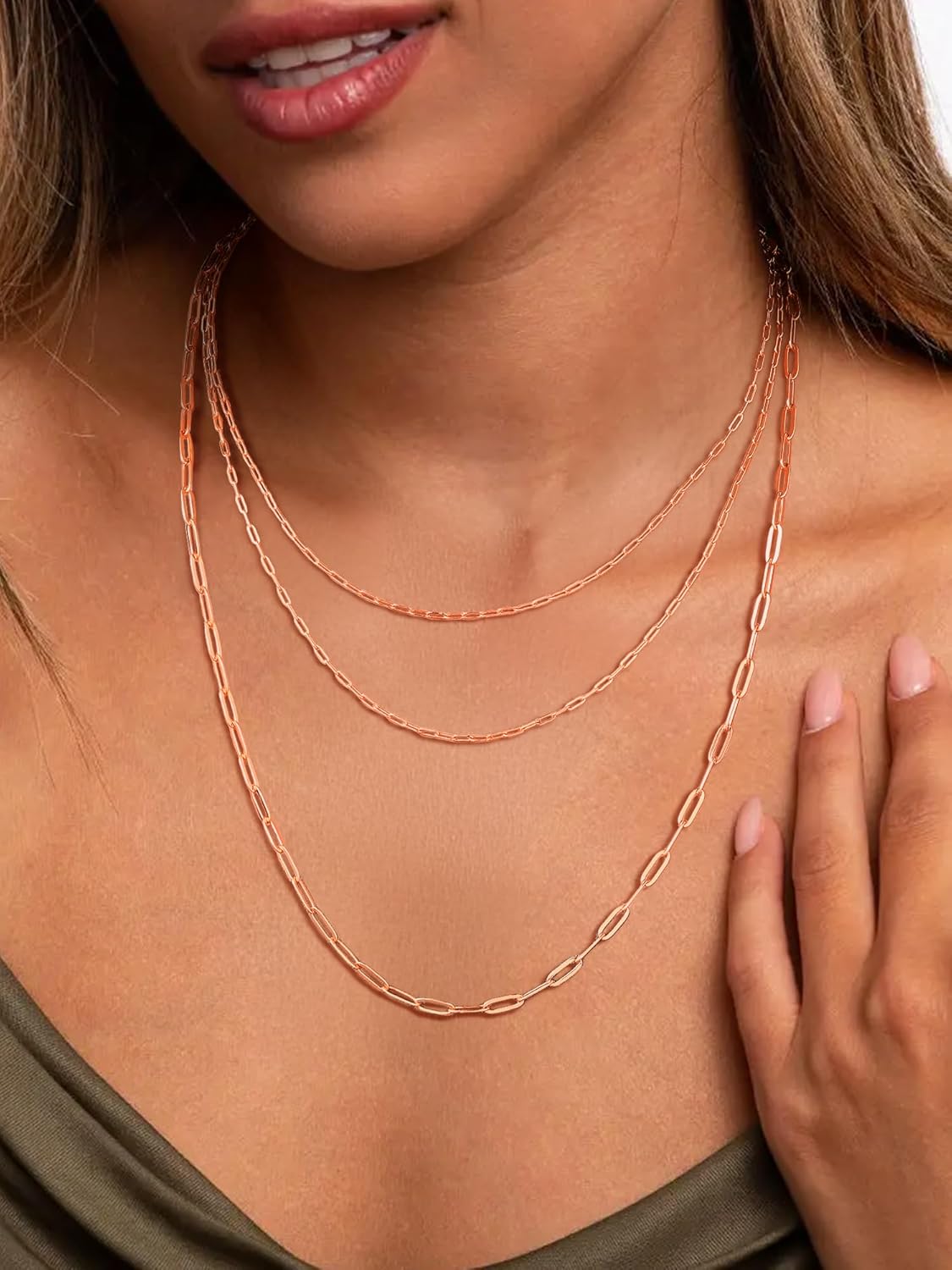 PROSILVER 925 Sterling Silver Paperclip Chain Necklace for Women Jewelry, with Gold/Rose Gold Plated, W: 1.7mm/3.3mm, L: 14"/16"/18"/20"/22"/24", Adjustable, Come with Box