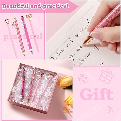 Miniatura 6 de BESARME 4 bolígrafos rosados para mujeres, regalos rosas para niñas, rellenos de calcetines de Navidad para adolescentes y niñas, bolígrafo de