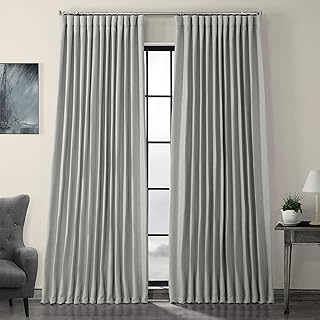 HPD Half Price Drapes BOCH-LN1859-96-DW Faux Linen Extra Wide Blackout Room Darkening Curtain (1 Panel), 100 X 96, Heather Grey